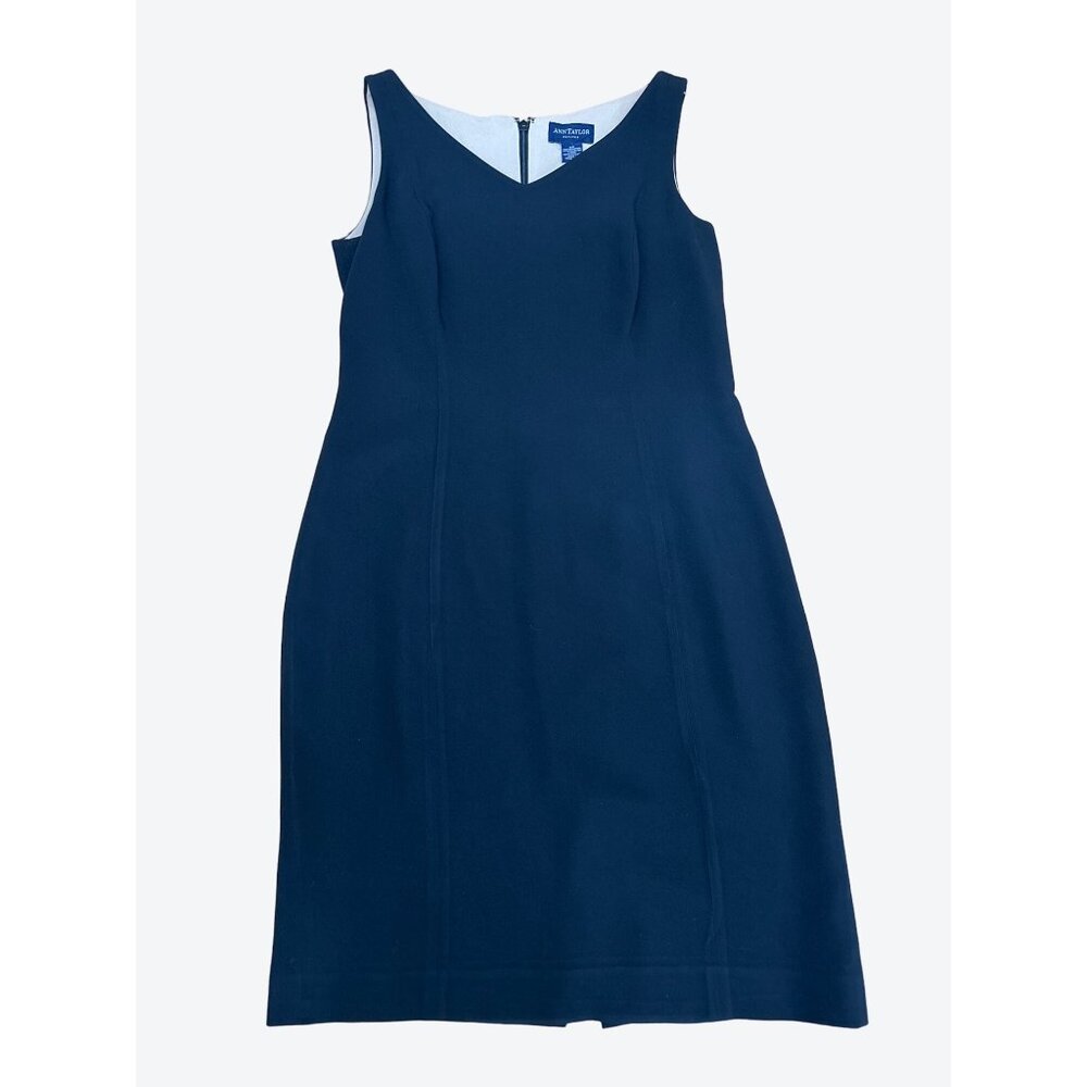 ANN TAYLOR Size 6P Black Sheath Dress Tailored Career Chic Minimalist Power - Picture 9 of 9